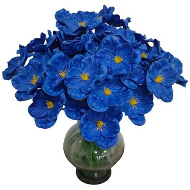 Imagem de 44 peças de flores artificiais de papoula PU flor de toque real, uma flor de papoula falsa com diâmetro de 8,3 cm, 29,5 cm de altura para buquês de casamento, corsages centro de mesa floral (44, azul)
