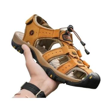 Imagem de Sandálias De Couro Masculinas De Verão, Respiráveis, Casuais, Para Pra