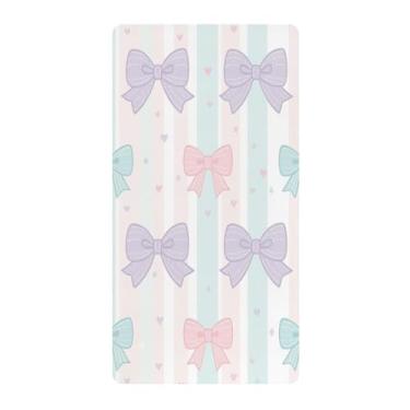 Imagem de Blueangle Lençol de berço padrão para berço infantil - Lençóis de algodão macio e respirável com laços azul-petróleo (252)