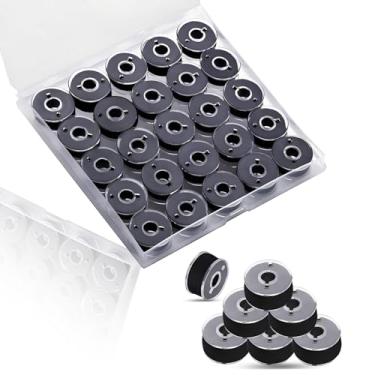 Imagem de AUPZIMI Kit de linha de costura, 25 peças de bobinas para máquina de costura, tamanho A SA156 linha de bobina para bordado Brother e máquinas de costura, projetos faça você mesmo, preto