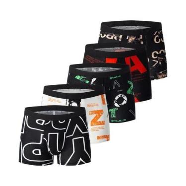 Imagem de Conjunto De 5 Peças De Cuecas Boxer Masculinas Estampadas Tamanhos Gra