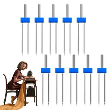 Imagem de Agulhas Para Máquina De Costura,10 Peças Ferramenta de Artesanato Manual | Pontos Duplos Domésticos Para Costura | Para Bordar Borda Fácil Enfiação Iniciantes Especialistas