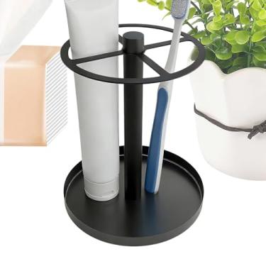 Imagem de Suporte Para Escovas De Dentes - Organizador com 4 Compartimentos para Pasta Dentífrica,Organizador Ventilado com Base Coletora de Gotas,Acessório para Lavabo e Casa de Banho