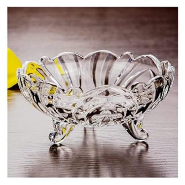 Imagem de Cuiynice Tigela de frutas, tigela de frutas, cesta de armazenamento, tigela de frutas de vidro, lanche doméstico, prato de doces, prato de frutas de três pernas, prato de frutas criativo (A 12 x 5 cm)