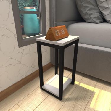 Imagem de Mesa De Cabeceira Industrial Cinza Mdf Canto Quarto Mesas De Cabeceira Mesinha Cabeçeira Cabiceira