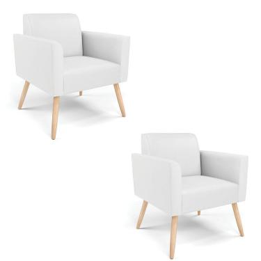 Imagem de Kit 2 Poltronas Pés Palito Natural Marisa Corino Branco D03 - D'rossi
