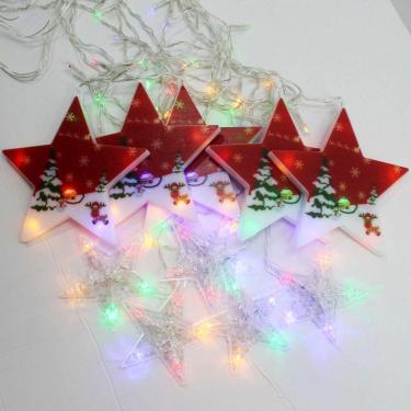 Imagem de Varal Pisca Led Decoração Estrelas Noel Natal Colorido De 3m