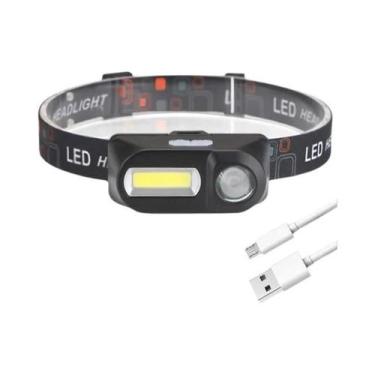 Imagem de Lanterna De Cabeça Mini Portátil USB Recarregável XPE COB LED Para Cam