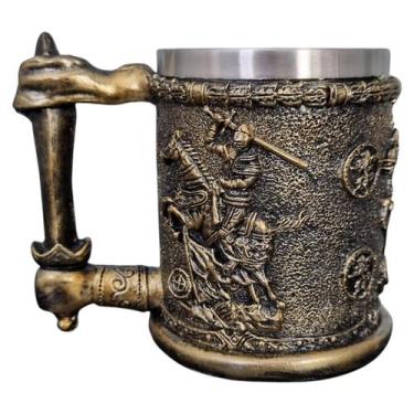 Imagem de Caneca Cavaleiro De Batalha Medieval Resina E Aço Inox - GS