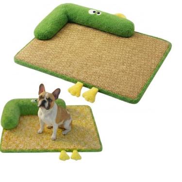 Imagem de Cama Colchonete Pet 75x55cm Lavável Zíper Fundo Impermeável Trama Fres