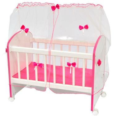 Imagem de Berço Para Boneca Magia C02 Brinquedo Infantil Branco Rosa - Lyam Decor
