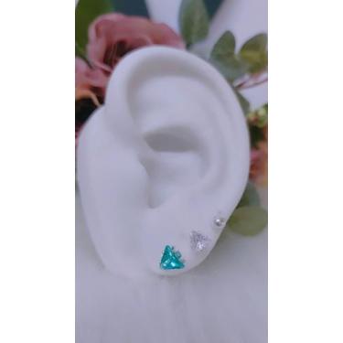 Imagem de Kit Com 3 Brincos Morgana Banhados A Prata  Com Zircônia - Triângulo