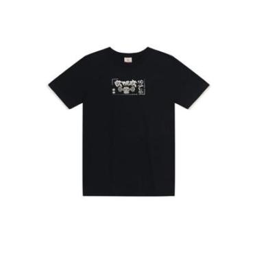 Imagem de Camiseta infantil menino com aplique de skate Brandili-Preto-Masculino