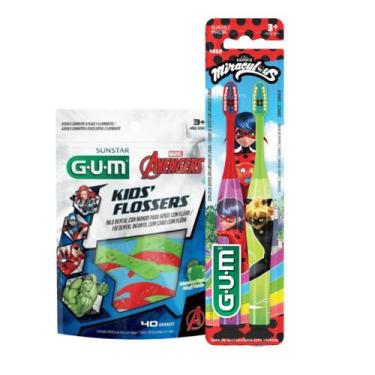 Imagem de GUM KIT Flosser Avenger + Escova Miraculous C/2