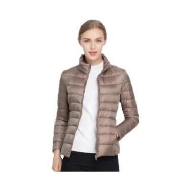 Imagem de Jaqueta Puffer Curta Feminina Com Gola Alta, Leve, Resistente À Água, 