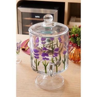 Imagem de Suqueira Pé Tampa Redonda Lavanda Hand Painting 4,5l Cristal - Lyor