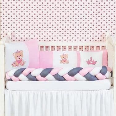 Imagem de Kit Berço Trança Ursinho Feliz Menina 6 Peças Lançamento - Brucebaby B