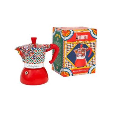 Imagem de Cafeteira Bialetti Moka Induction 4 Xícaras: Edição Especial Dolce & Gabbana Carretto Siciliano