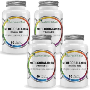 Imagem de 4x Metilcobalamina Vitamina B12 60 Caps de 500mg Flora Nativa do Brasi
