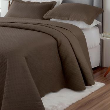 Imagem de Kit Cobre Leito Colcha Basic Queen 3 Peças Dupla Face Liso Classic - Marrom Bolinha - 1...