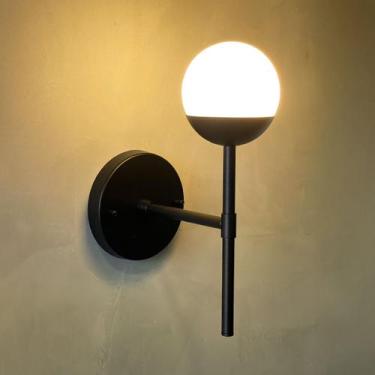 Imagem de Arandela luminária de Parede lina alumínio bivolt Com Globo Vidro 12cm