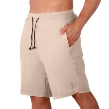 Imagem de Bermuda Short Academia Moletinho Masculina Fecho Cordao Ajustavel Com Bolsos Caminhada Treino Leve-Masculino