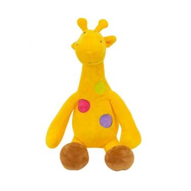 Imagem de Girafa de Pelúcia 29cm  Amarela com Pintas Coloridas, Fofa e Antialérg