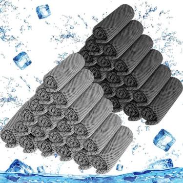 Imagem de Toalha BBTO Cooling Microfiber 100 unidades, 81x30 cm, preta, cinza