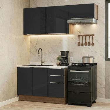 Imagem de Armário de Cozinha Compacta 180 cm Rustic/Preto Lux Madesa 03