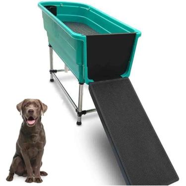 Imagem de Banheira de plástico para cães pequenos e médios Banheira para animais de estimação Banheira com escada rolante para animais de estimação pequenos e médios