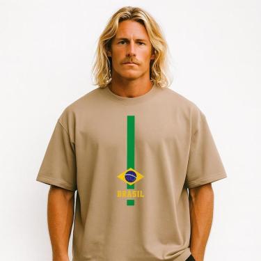 Imagem de Camiseta Oversized BRASIL Vertical Masculina Algodão Premium-Masculino