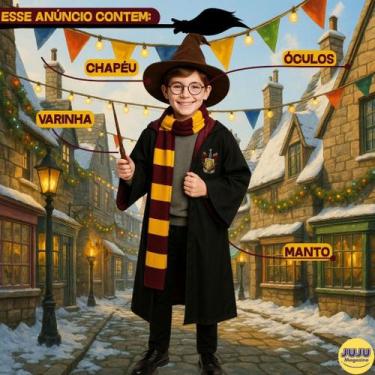 Imagem de Fantasia Harry Potter Grifinória com Acessórios Festa e Cosplay Modelo