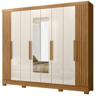 Imagem de Guarda Roupa Casal Espelho 6P 236 cm Diplomata Moval, Freijo Off White