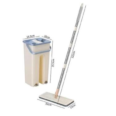 Imagem de Mop de Limpeza Flat com Balde Duplo Esfregão Lava e Seca Microfibra Ca