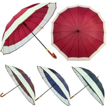 Imagem de Guarda Chuva Liso Grande Automático Colorida Sombrinha Reforçada Para 