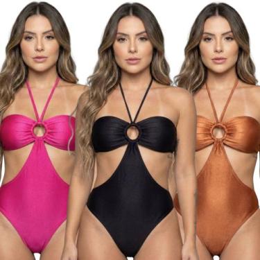 Imagem de KIT 3 Maiô Uv Suplex com Bojo Liso Bella Fiore Body Basico Para Piscin