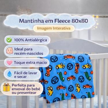 Imagem de Manta Mantinha Bebê Antialérgico Macia Infantil Fleece Estampado 80x80