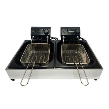 Imagem de Fritadeira Elétrica 10 Litros Dupla Cuba Esmaltada Fryer Max, 110V
