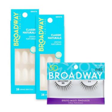 Imagem de Kit Unha Natural Oval Longo 2 un + Cilios Postiços 5D Broadway 04 - Br