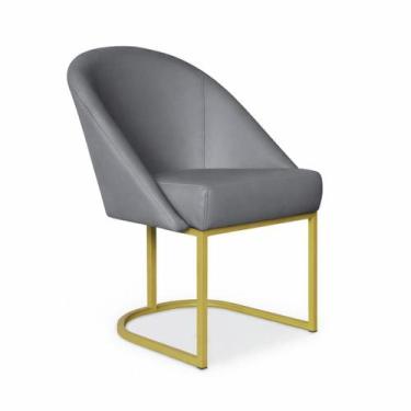 Imagem de Cadeira Lua Metal Dourado Decorativa Estofada em material sintético Ci