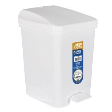 Imagem de Lixeira Plástica Branca C/ Pedal Banheiro 9L (UN) - Metasul