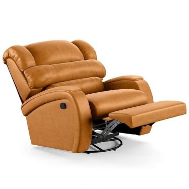 Imagem de Poltrona Do Papai Reclinável Kalie Glider Giratória Usb Fh9 Pu Whisky - Mpozenato