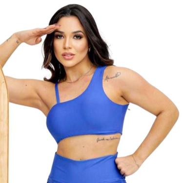 Imagem de Top Alça Costa nua Finess Com Bojo Removivel para Academia, Azul royal