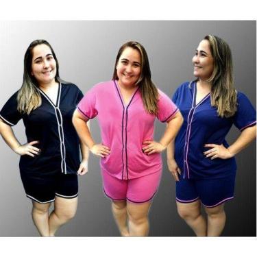 Imagem de Pijama Americano Plus Size Com Botão Baby Doll Amamentação - PIJAMAS V