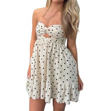 Imagem de Vestido feminino HOCANDY, sem alças, de bolinhas, Twist Knot Mini