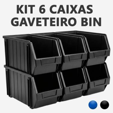 Imagem de Caixa BIN N6 Kit Gaveta Organizadora Plástica Empilhável Parafusos Fer