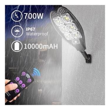 Imagem de Refletor LED Holofote Solar 70W Prova Dágua Iluminação Externa Sensor 