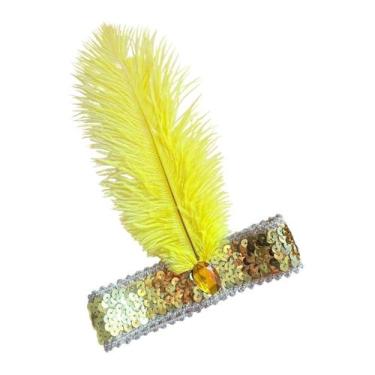 Imagem de Faixa de Lantejoulas com Pena Lateral - Pistache Acessórios, Dourado