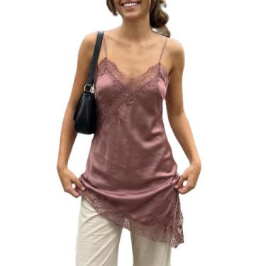 Imagem de Vestido deslizante de camisola XBTCLXEBCO de renda acetinada com decot