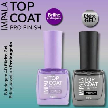 Imagem de Kit Top Coat Impala Pro Finish Brilho Prolongado Ultra Secagem 90s Efe